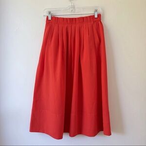 J. Crew Womens Size 0  Midi Skirt Red Design Red Pockets Career Office Classic